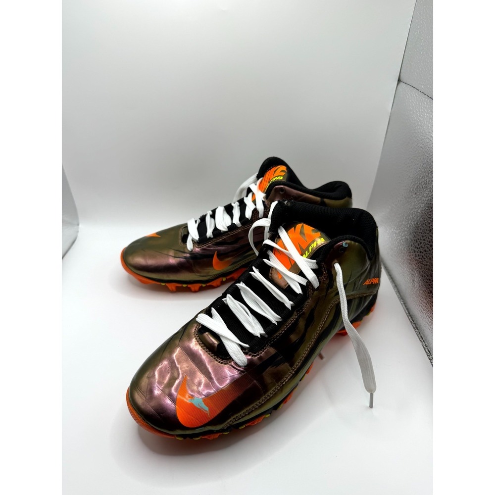 Nike Alpha Shark 2 848510-878 Men's 7 Sneakers Bronze Orange Football Cleats